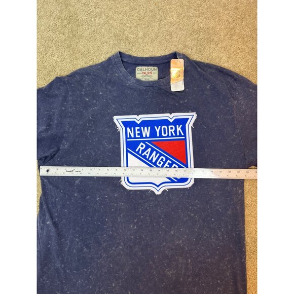 Calhoun Men's N.Y. Rangers Applique Short Sleeve Navy Cotton T-Shirt Size XXL - Picture 8 of 9